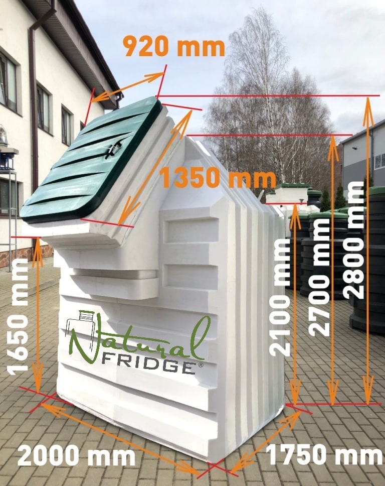 Gartenkeller aus Plastik und Weinkeller absolut dicht, abmessung 2,0 m x 1,75 m mit einem abfallenden Eingang im Gegensatz zu Betonkeller mit Regalen ausgestattet, Treppen und Schwerkraftbelüftung. 🍏 Vorschriften Natural Fridge -  Angebot