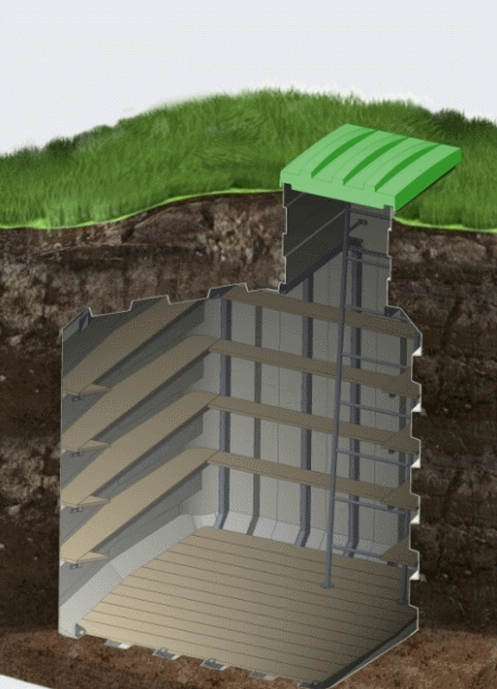 Schéma comment la cave est située sous terre et garde-manger en plastique 2х2 m Garde-manger 200x200  Cave en plastique Natural FRIDGE® — Réfrigérateur naturel © 2017-2023 BPR-PLASTECH  🍏 Règles de la Boutique en ligne Natural Fridge -  Offre