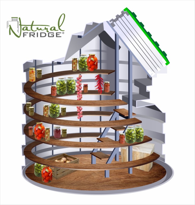 Keller aus Plastik Natural FRIDGE ® und Speisekammer absolut dicht, abmessung 2,5 m zylindrisch mit schrägem Eingang Erdkeller Modell 250  Wir liefern unsere Kunststoffkeller von unserem Lager zu Ihnen  🍏 Vorschriften Natural Fridge -  Angebot