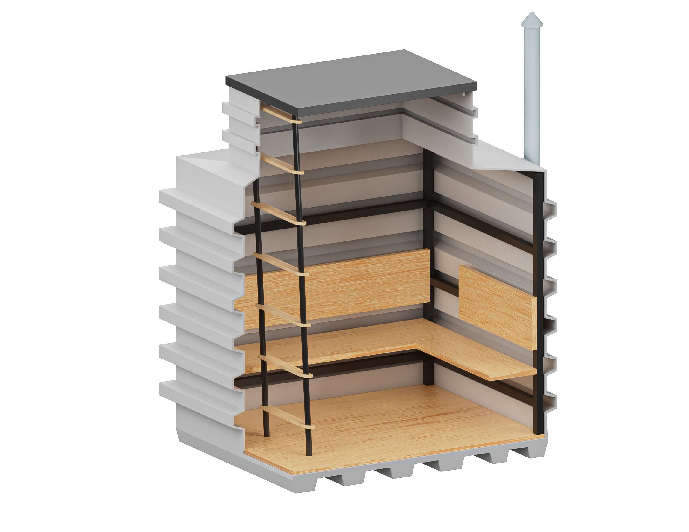 Schutzraum für Familie, Prepper Bunker, unterirdischer Rückzugsort – 3 Sitzplätze – Innenvolumen 3,0 m³  – Robuste Stahltür, 6 mm stark – Natürliche Belüftung – Mechanische  Schutzraum 160 Natural Fridge  5.950  EUR inkl. MwSt. , zzgl.  Versandkosten