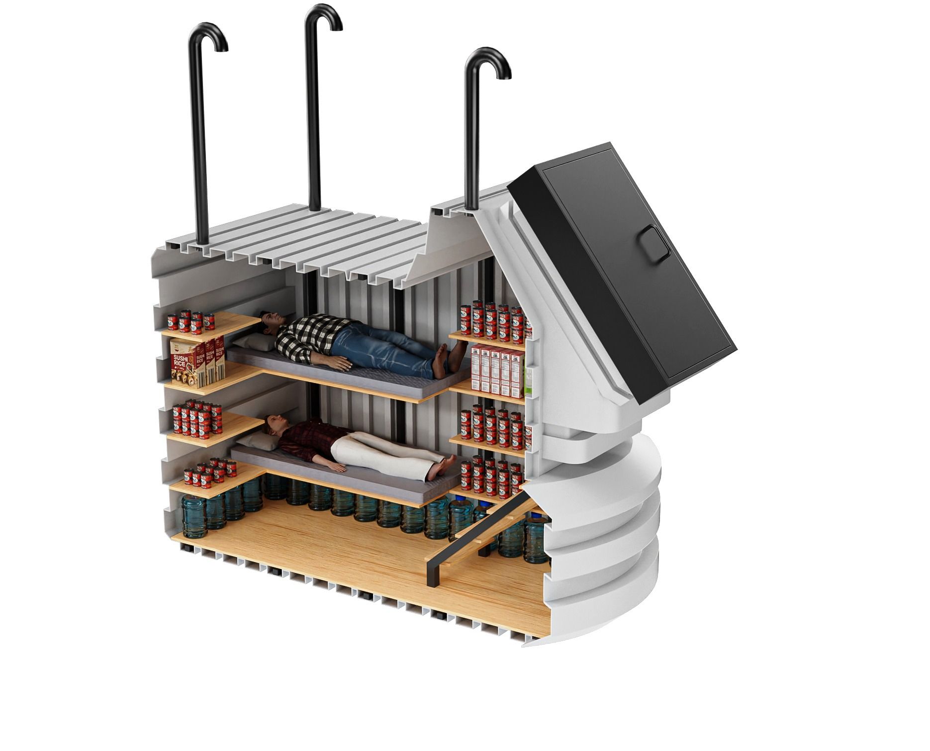 Bunker, Gartenbunker, Notfall-Unterkunft für Familien unterirdischer – Mechanische Belüftung mit Regelung – Notstromversorgung 12/230 V Schutzraum 350 Natural Fridge  16.510  EUR inkl. MwSt. , zzgl.  Versandkosten