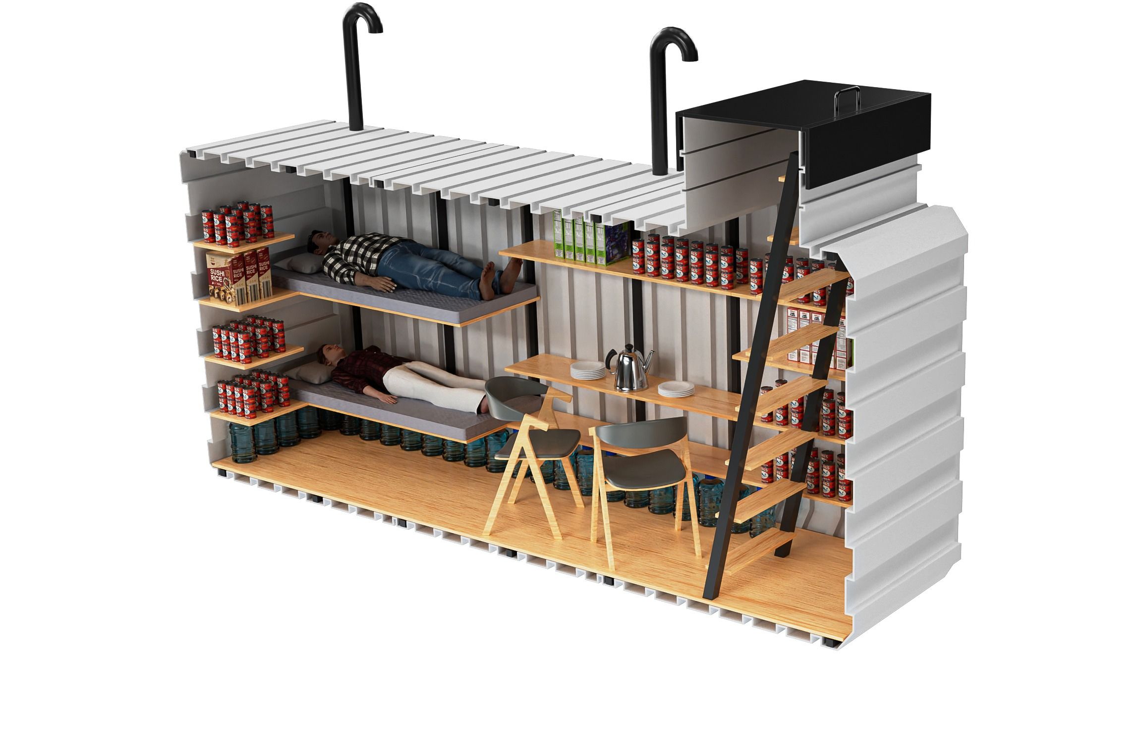 Gartenbunker, Notfall-Unterkunft für Familien unterirdischer – Mechanische Belüftung mit Regelung – Notstromversorgung 12/230 V Schutzraum 480 Natural Fridge  23.590  EUR inkl. MwSt. , zzgl.  Versandkosten