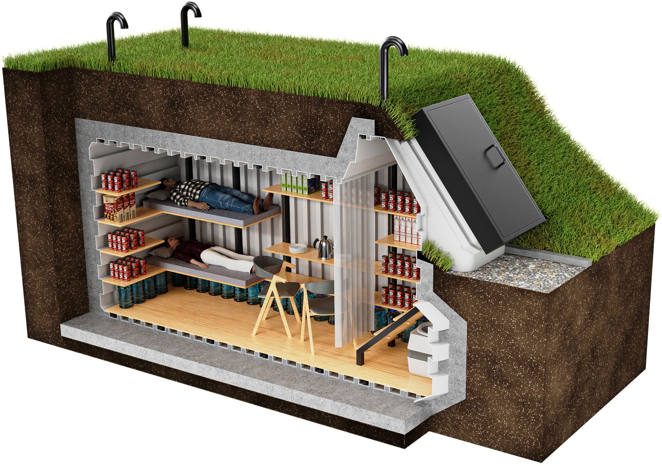 Bunker, Schutzraum, Gartenbunker, Zivilschutzanlage, Sicherer Keller, Schutzräume und Verstecke  Startseite Natural Fridge -