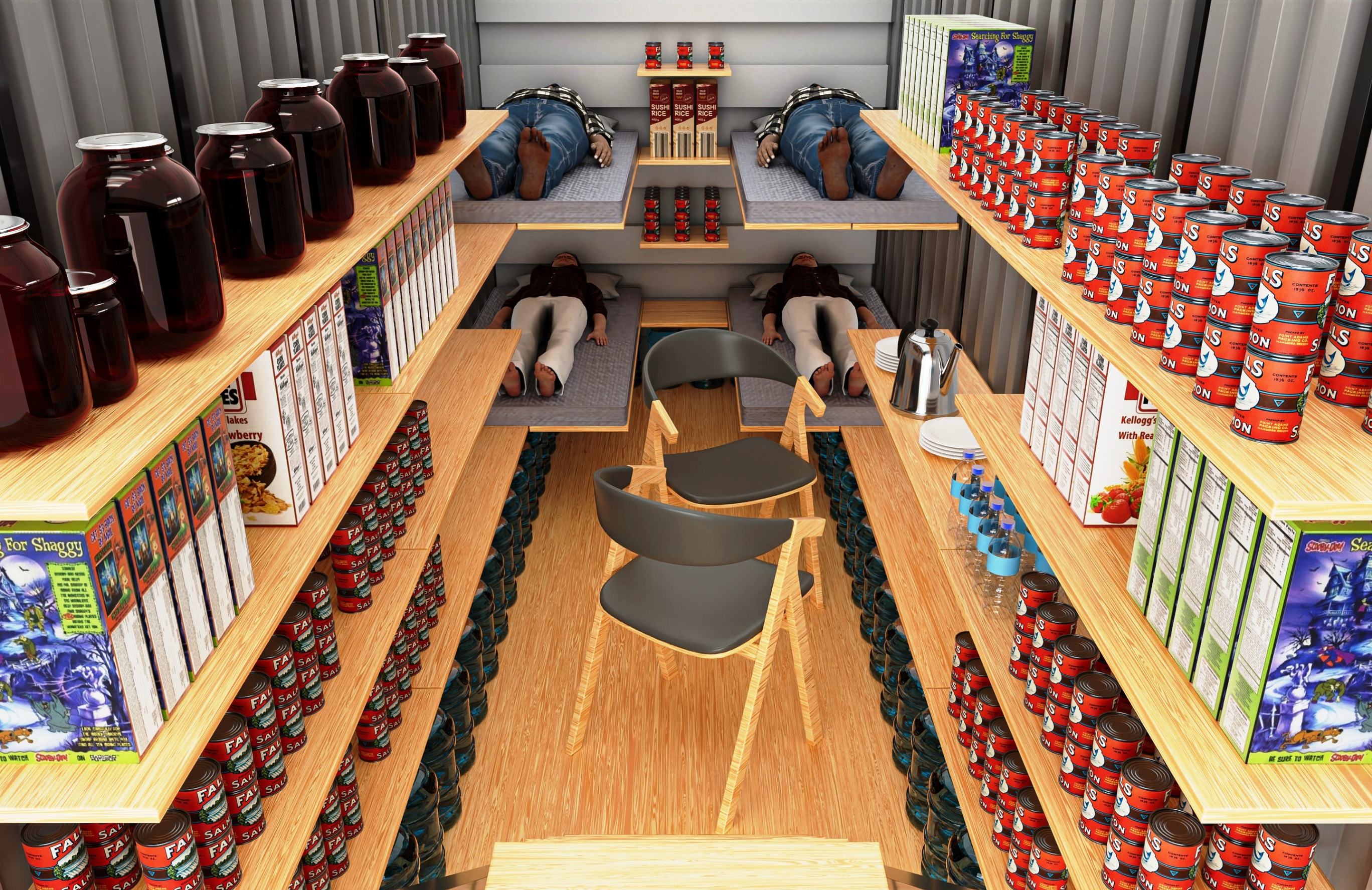 Zivilschutzanlage, Bunker – 4 Schlafplätze und 4 Sitzplätze – oder 12 Sitzplätze – Innenvolumen 17,5 m³  – Robuste Stahltür, 6 mm stark – Natürliche Belüftung – Mechanische  Schutzraum 480 Natural Fridge  23.590  EUR inkl. MwSt. , zzgl.  Versandkosten