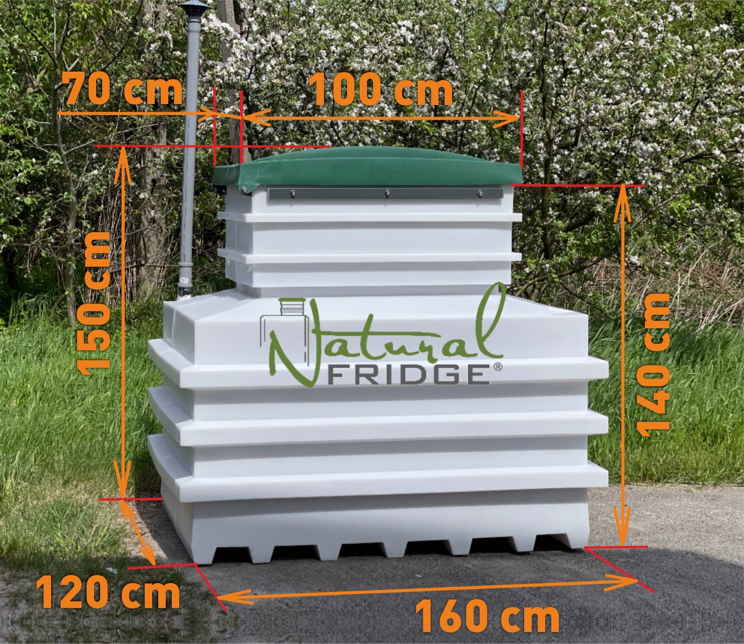 Erdkeller Modell 120x160 Aus Polyethylen, für den Kontakt mit Lebensmitteln geeignet. Die Karosserie wird als Ganzes ohne Fugen und Schweißnähte hergestellt. Dadurch  Erdkeller Modell 120x160 Natural Fridge  2.350  EUR inkl. MwSt. , zzgl.  Versandkosten