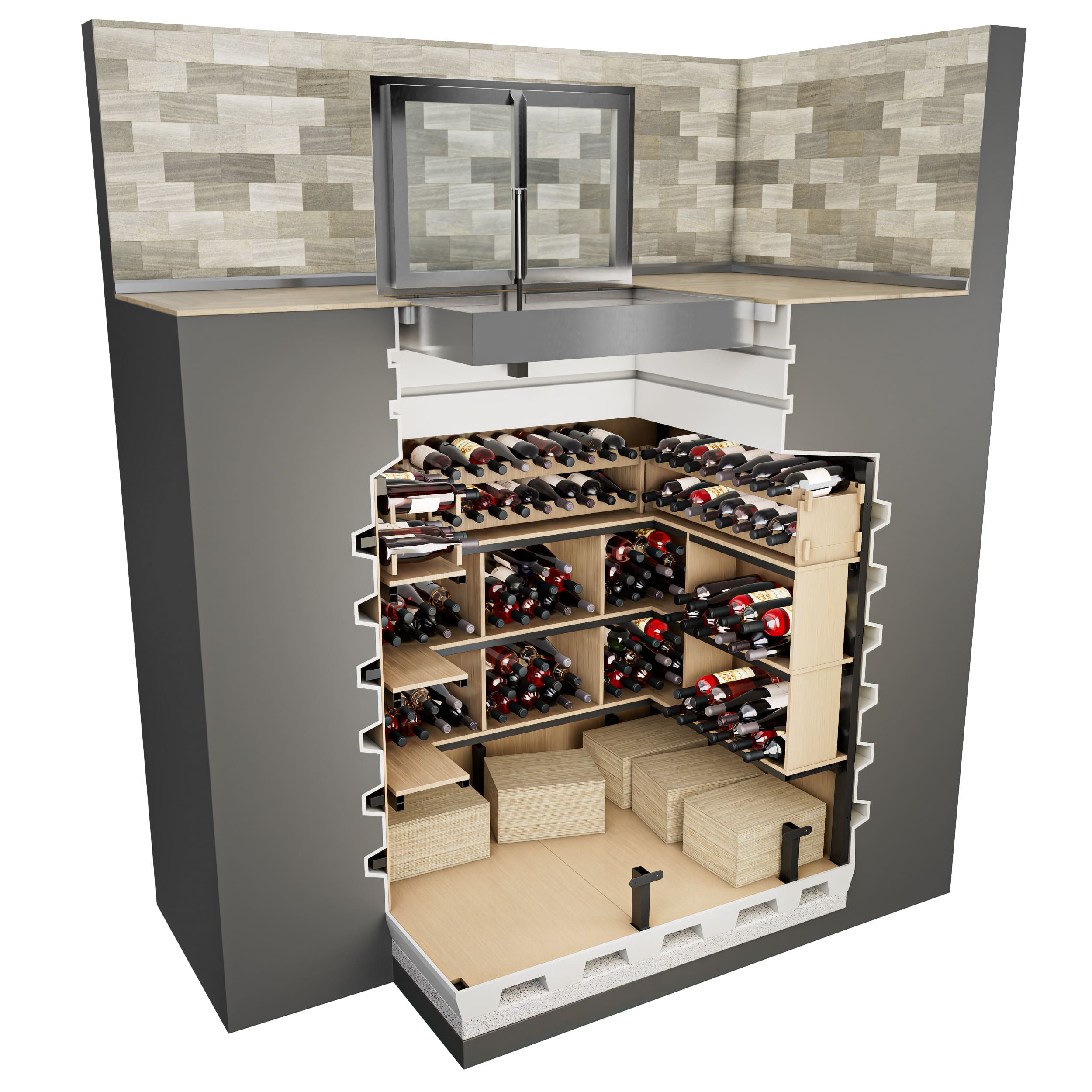 Kunststoff-Weinkeller cm – Regalfläche 2,5 m² Weinkeller 130x160 Natural Fridge  4.360  EUR inkl. MwSt. , zzgl.  Versandkosten