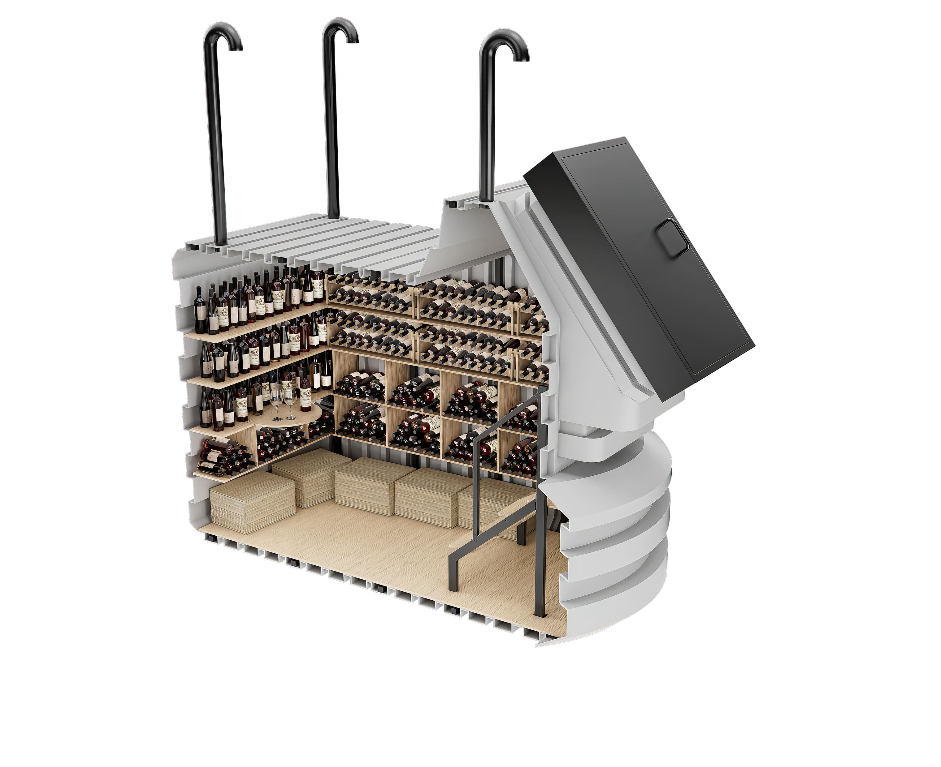 unterirdischer weinkeller fertigbausatz kaufen – Bis zu 1300 Flaschen – 4 Regalreihen – Volumen 12,9 m³  – Maße 200x350 cm – Höhe 270 cm – Gewicht 1300 kg – Eingangsmaße  Weinkeller 200x350 Natural Fridge  13.040  EUR inkl. MwSt. , zzgl.  Versandkosten