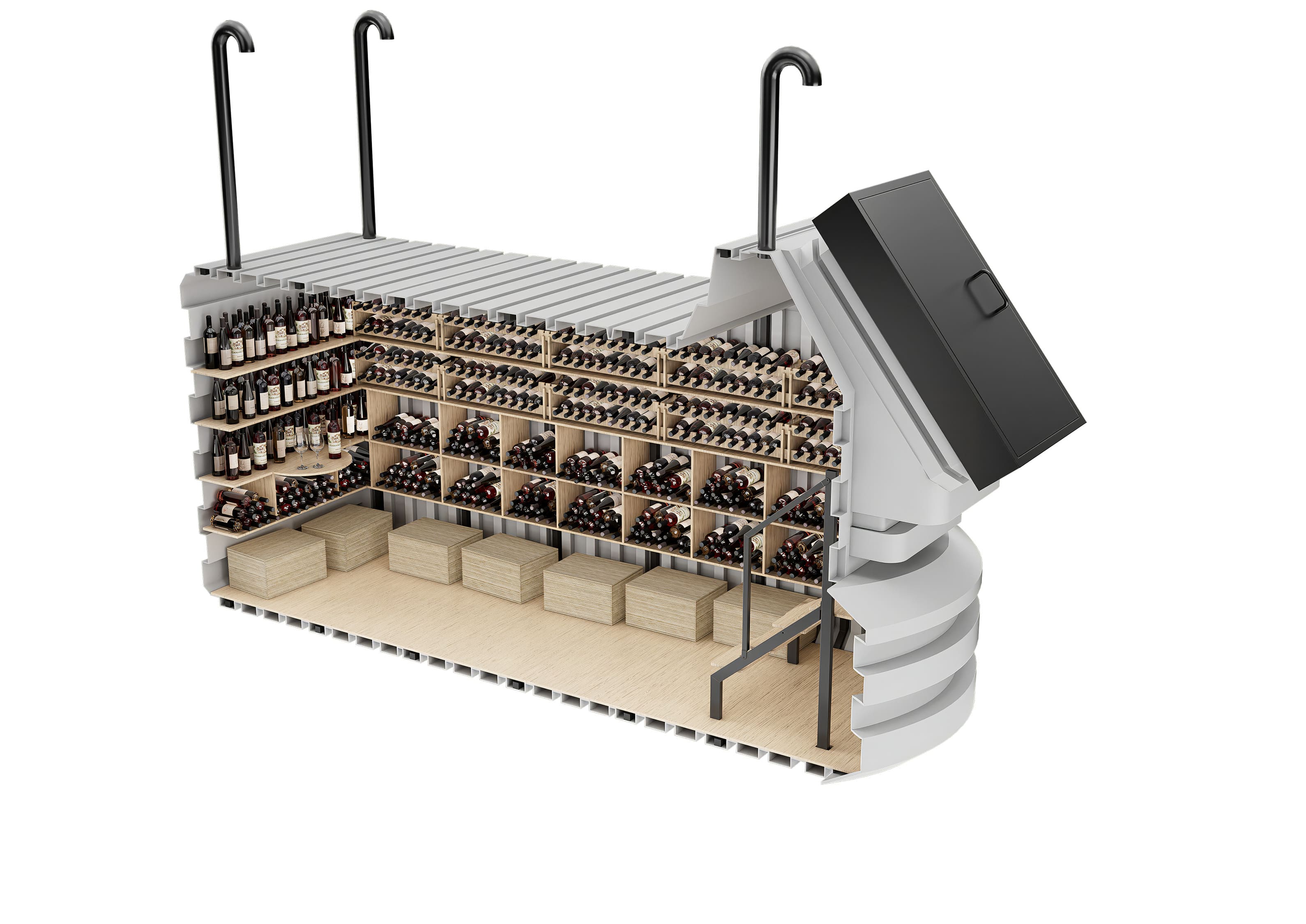 unterirdischer weinkeller fertigbausatz kaufen – Bis zu 2000 Flaschen – 4 Regalreihen – Volumen 18,3 m³  – Maße 200x500 cm – Höhe 270 cm – Gewicht 1850 kg – Eingangsmaße  Weinkeller 200x500 Natural Fridge  17.350  EUR inkl. MwSt. , zzgl.  Versandkosten